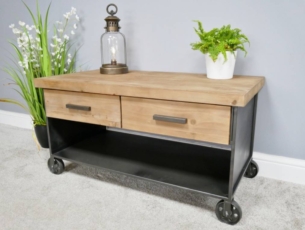 Industrial Themed Coffee Table with Drawers