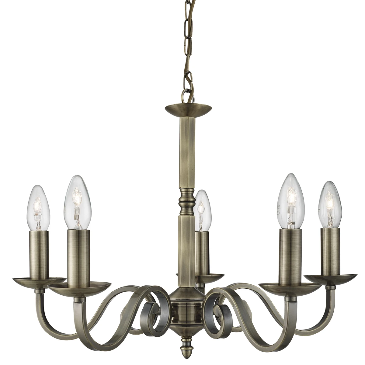5 Light Pendant Scroll Arms Detail Antique Brass | Washington Lighting and Interiors 5 Light Pendant Scroll Arms Detail Antique Brass | Washington Lighting and Interiors