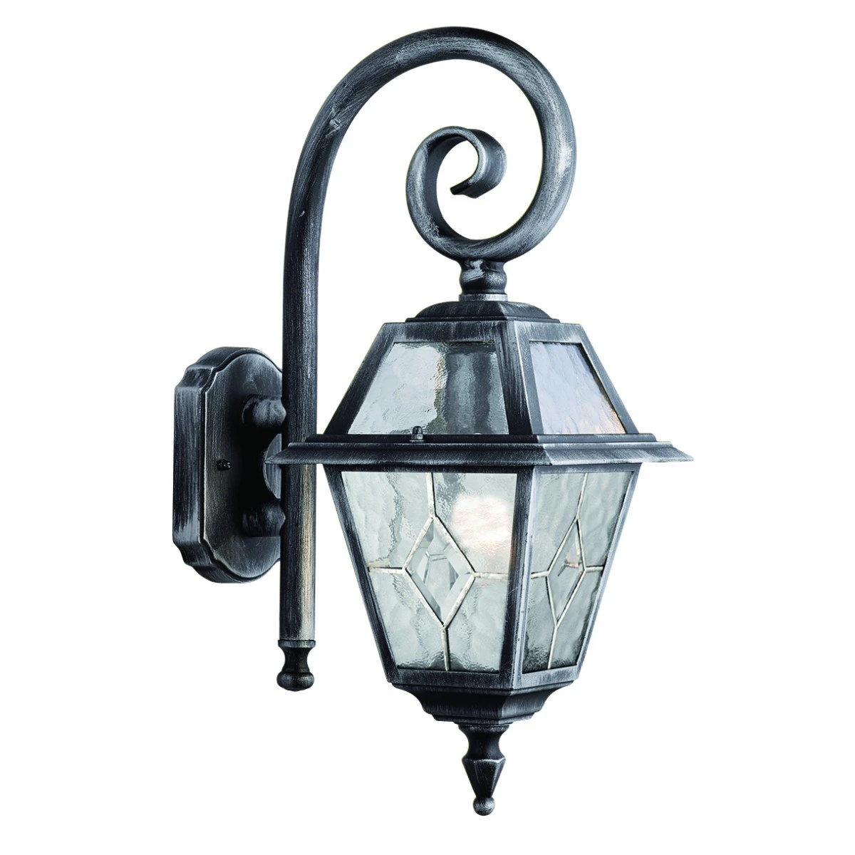 Ip23 Black & Silver Outdoor Wall Light with Lead Glass | Washington Lighting and Interiors Ip23 Black & Silver Outdoor Wall Light with Lead Glass | Washington Lighting and Interiors