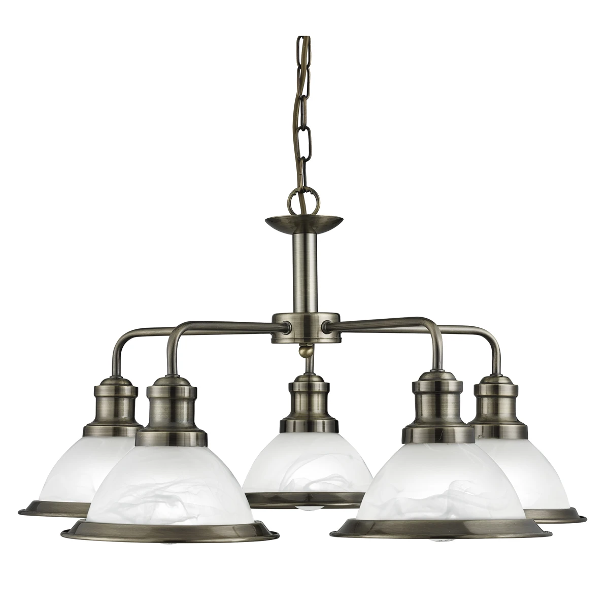 Bistro 5 Light Industrial Antique Brass Pendant | Washington Lighting and Interiors Bistro 5 Light Industrial Antique Brass Pendant | Washington Lighting and Interiors