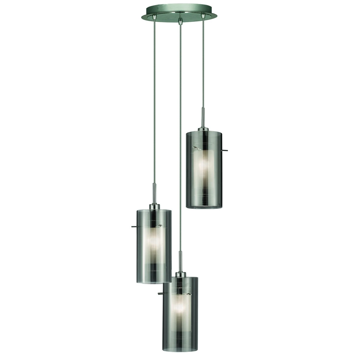 3 Light Pendant with Smokey Outer and Clear Inner Glass | Washington Lighting and Interiors 3 Light Pendant with Smokey Outer and Clear Inner Glass | Washington Lighting and Interiors