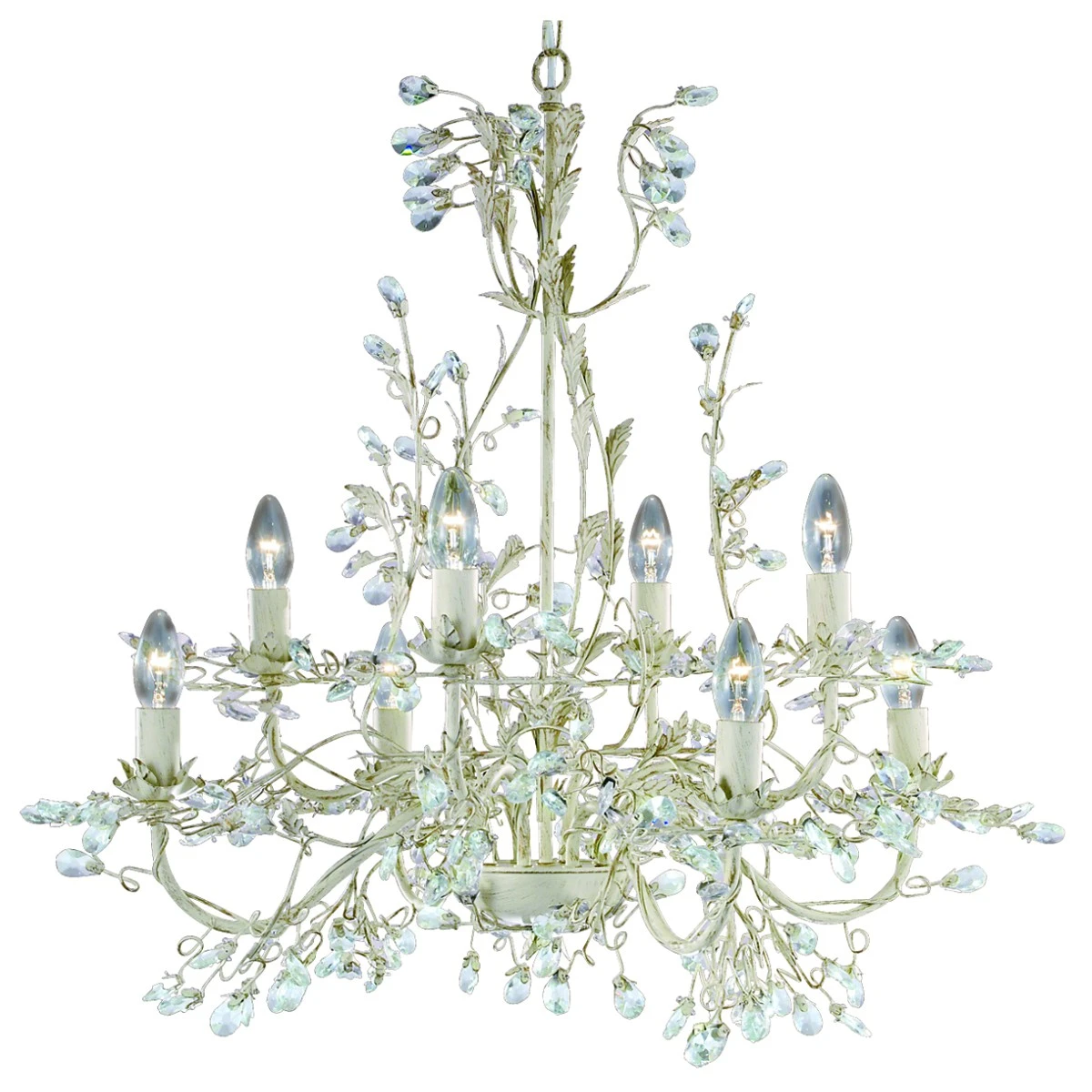 8 Light Shabby Chic Pendant Creamclear Crystal | Washington Lighting and Interiors 8 Light Shabby Chic Pendant Creamclear Crystal | Washington Lighting and Interiors