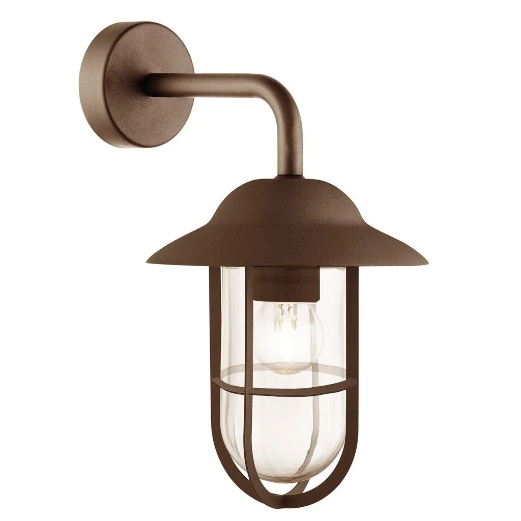 '-1lt Outdoor Wall Bracket - Clear Glass Rust Brown | Washington Lighting and Interiors ' 1lt Outdoor Wall Bracket Clear Glass Rust Brown | Washington Lighting and Interiors