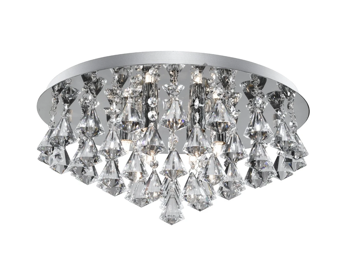 Modern Chrome Crystal Flush 6 Light with Diamond Drops | Washington Lighting and Interiors Modern Chrome Crystal Flush 6 Light with Diamond Drops | Washington Lighting and Interiors