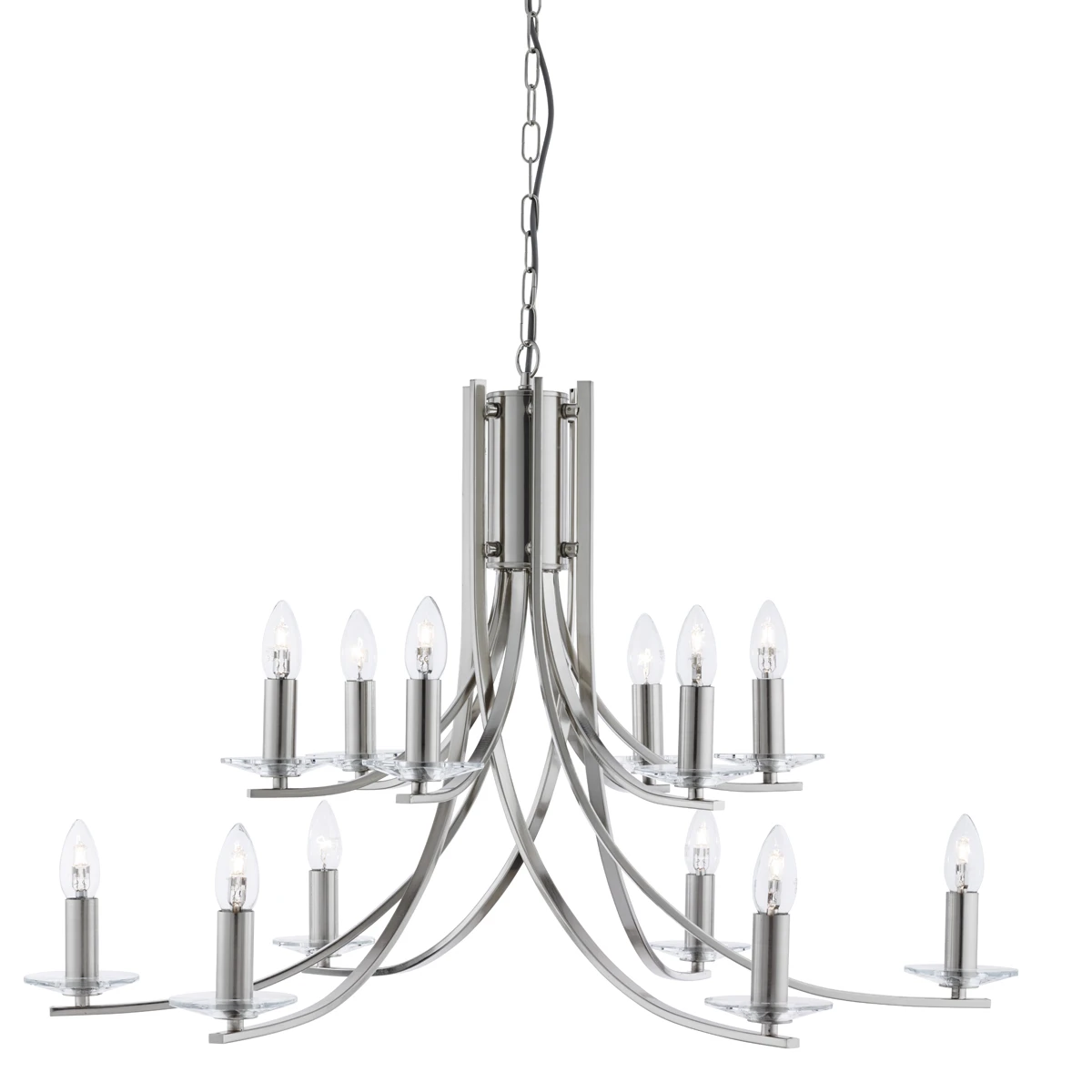 Satin Silver 12 Light Pendant with Twisted Frame | Washington Lighting and Interiors Satin Silver 12 Light Pendant with Twisted Frame | Washington Lighting and Interiors