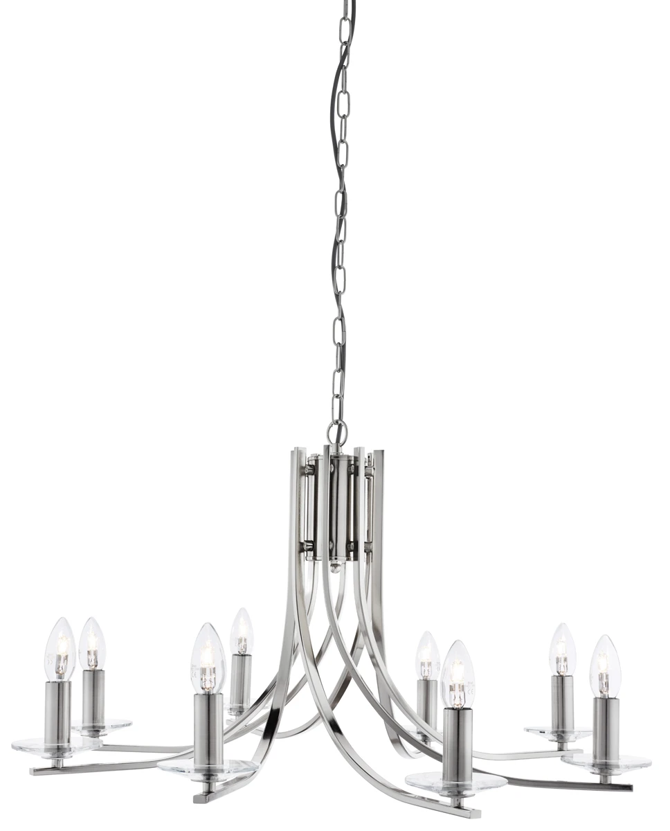 8 Light Ceiling Satin Silver Twist Frame Clear Glass Sconces | Washington Lighting and Interiors 8 Light Ceiling Satin Silver Twist Frame Clear Glass Sconces | Washington Lighting and Interiors