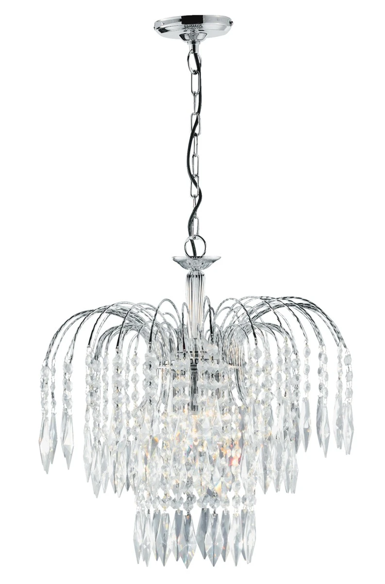 Shower Crystal Chandelier 3 Light Cut Chrome Frame | Washington Lighting and Interiors Shower Crystal Chandelier 3 Light Cut Chrome Frame | Washington Lighting and Interiors