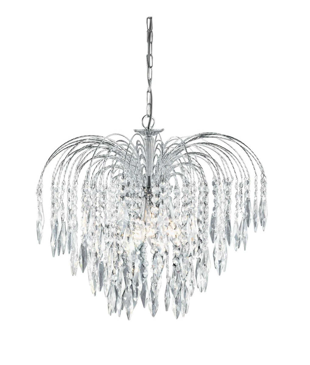 Shower Crystal Chandelier 5 Light Cut Chrome Frame | Washington Lighting and Interiors Shower Crystal Chandelier 5 Light Cut Chrome Frame | Washington Lighting and Interiors