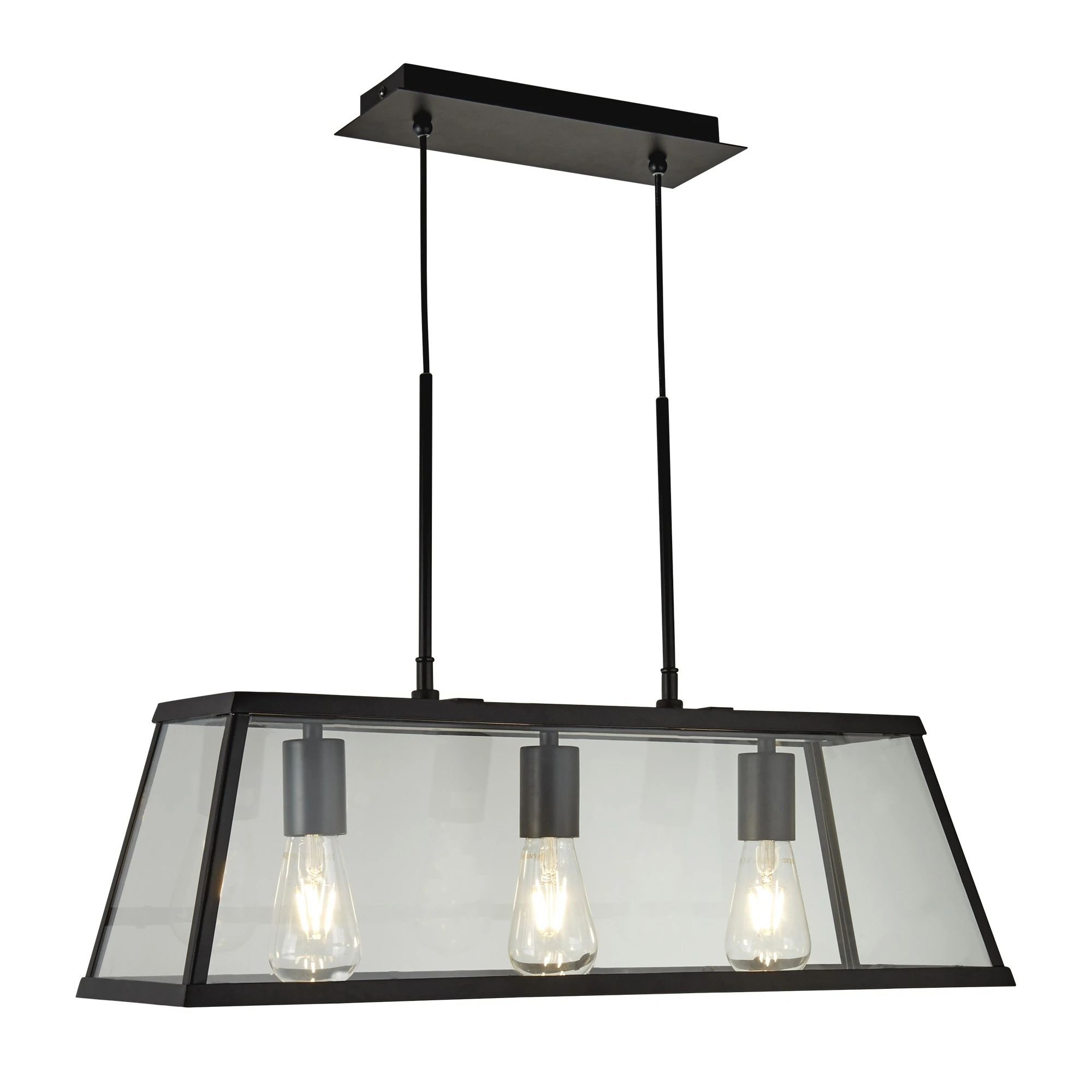 3 Light Lantern Bar Black Matt Glass | Washington Lighting and Interiors 3 Light Lantern Bar Black Matt Glass | Washington Lighting and Interiors