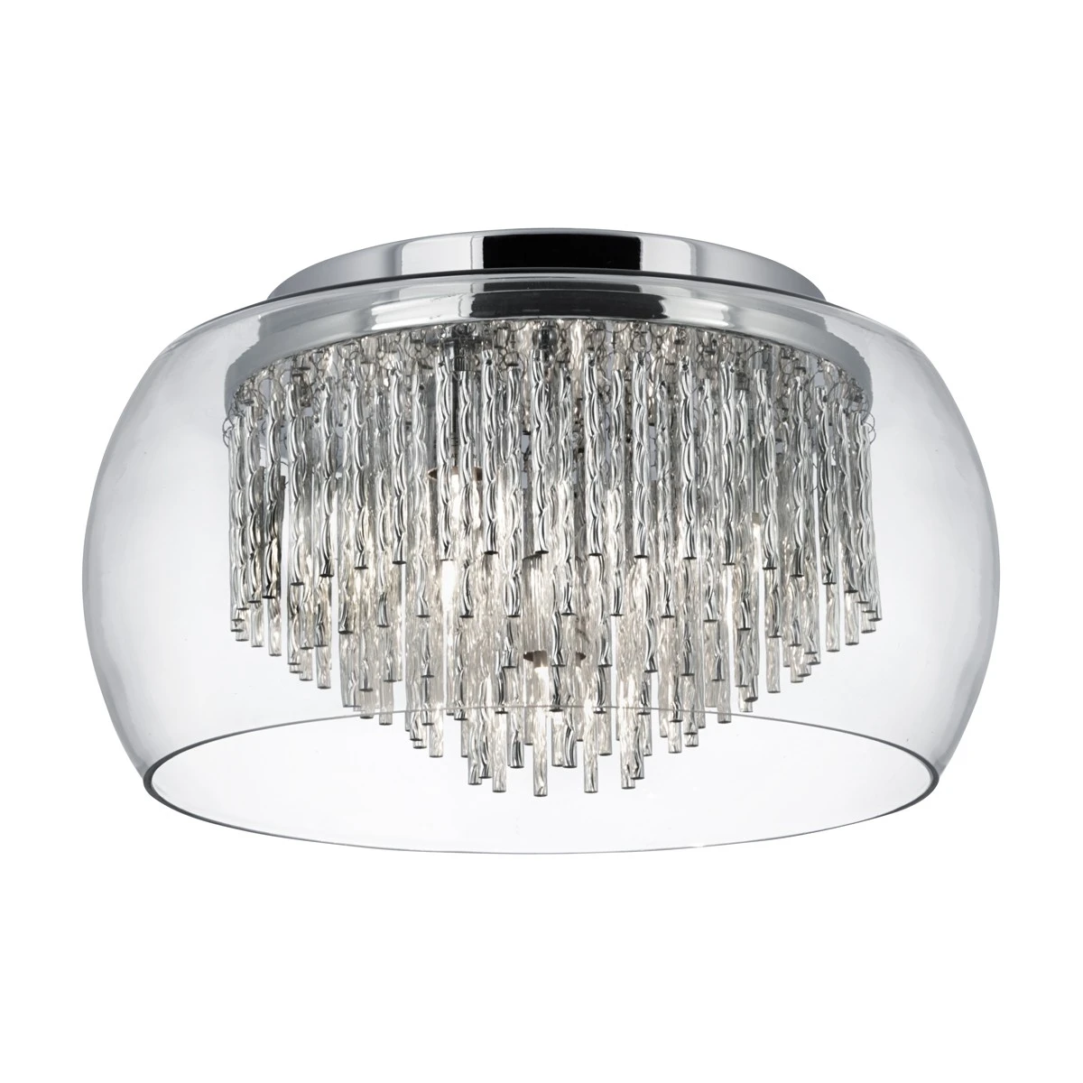 Clear Glass Shade 4 Light Flush Ceiling Fitting with Aluminium Spiral Tubes | Washington Lighting and Interiors Clear Glass Shade 4 Light Flush Ceiling Fitting with Aluminium Spiral Tubes | Washington Lighting and Interiors