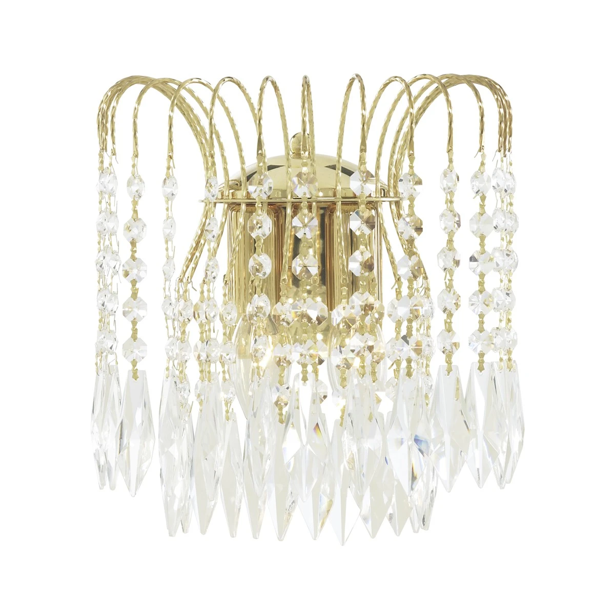 Gold 2 Light Wall Bracket with Crystal Buttons & Drops | Washington Lighting and Interiors Gold 2 Light Wall Bracket with Crystal Buttons & Drops | Washington Lighting and Interiors