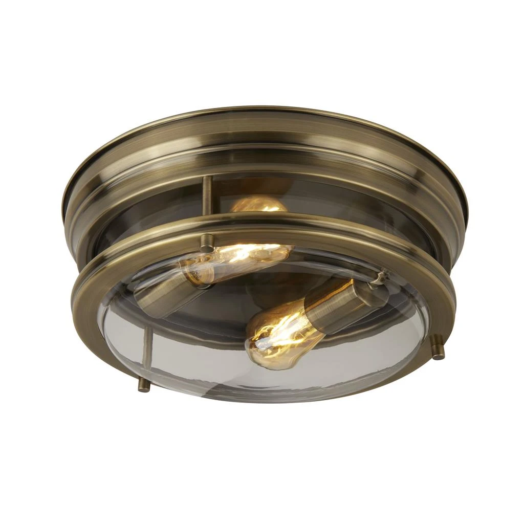 2lt Flush Antique Brassclear Glass Ip44 | Washington Lighting and Interiors 2lt Flush Antique Brassclear Glass Ip44 | Washington Lighting and Interiors