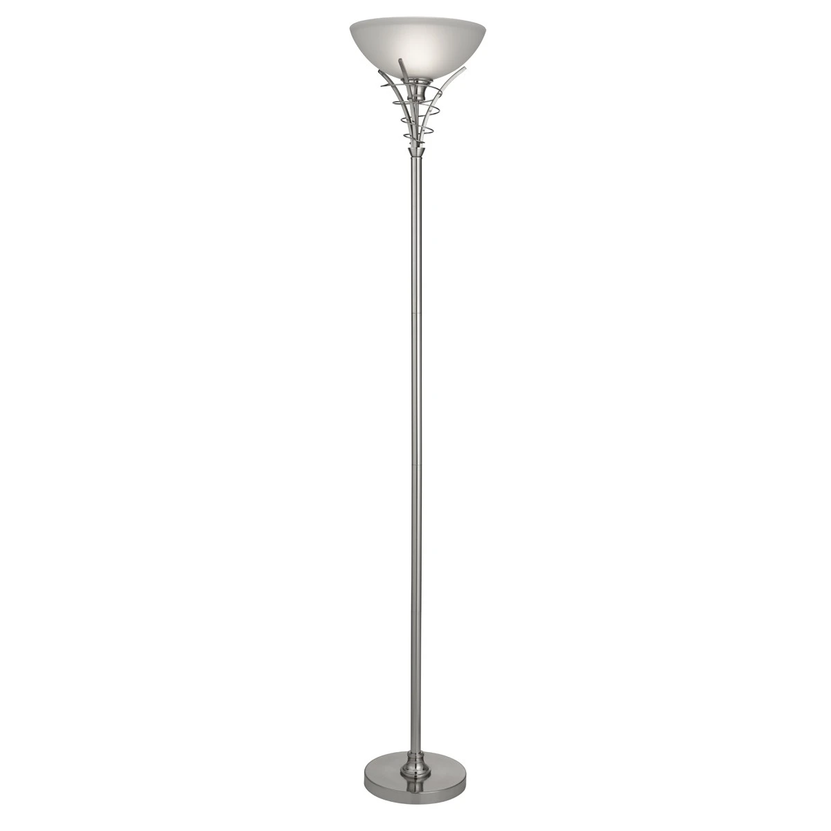 Satin Silver Scroll Floor Stand Frosted Glass | Washington Lighting and Interiors Satin Silver Scroll Floor Stand Frosted Glass | Washington Lighting and Interiors