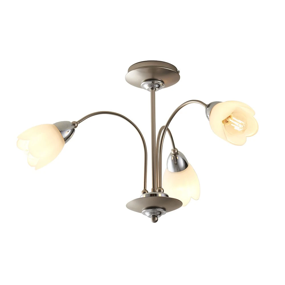 Semi-flush 3 Arm Ceiling Light with Glass | Washington Lighting and Interiors Semi flush 3 Arm Ceiling Light with Glass | Washington Lighting and Interiors