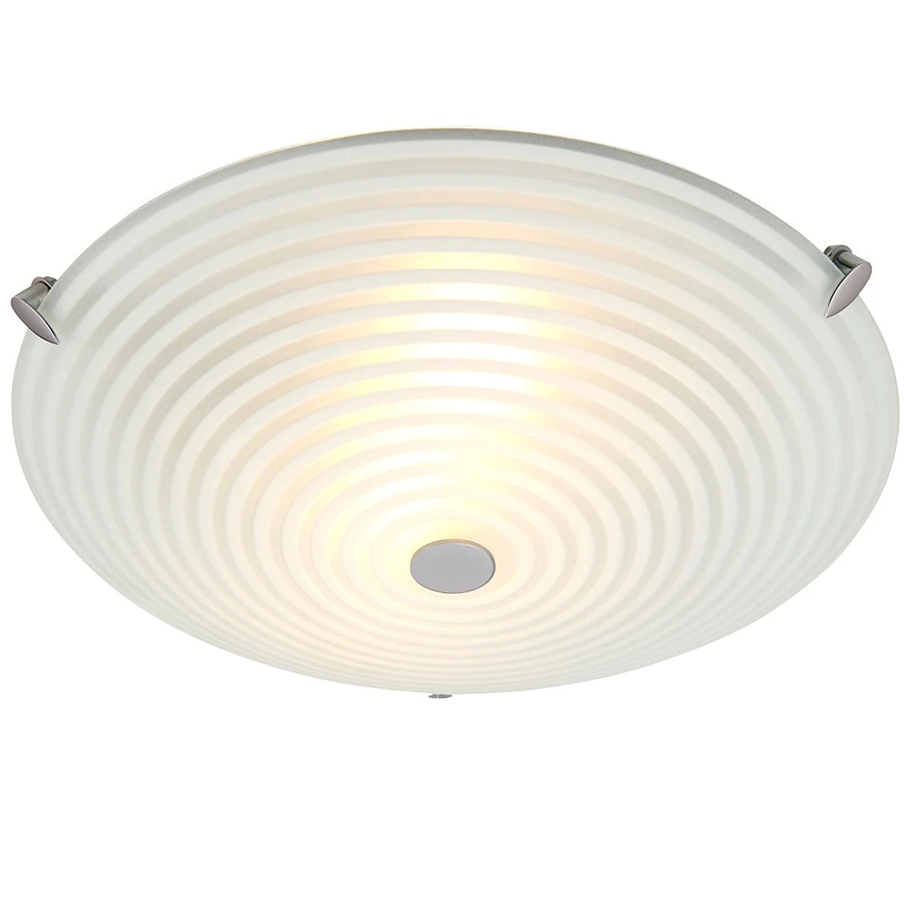 Modern Etched Glass Flush Ceiling Light with Chrome Detail | Washington Lighting and Interiors Modern Etched Glass Flush Ceiling Light with Chrome Detail | Washington Lighting and Interiors