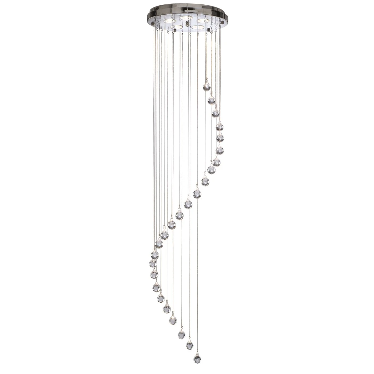 Chrome Spiral Fitting Crystal Balls and Chain | Washington Lighting and Interiors Chrome Spiral Fitting Crystal Balls and Chain | Washington Lighting and Interiors