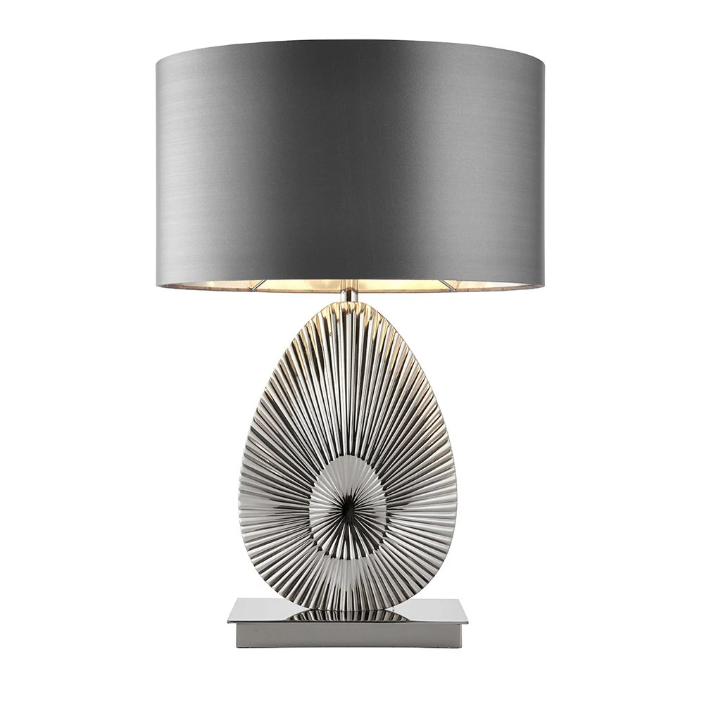 Nickel Plate Table Lamp with Satin Oval Shade | Washington Lighting and Interiors Nickel Plate Table Lamp with Satin Oval Shade | Washington Lighting and Interiors