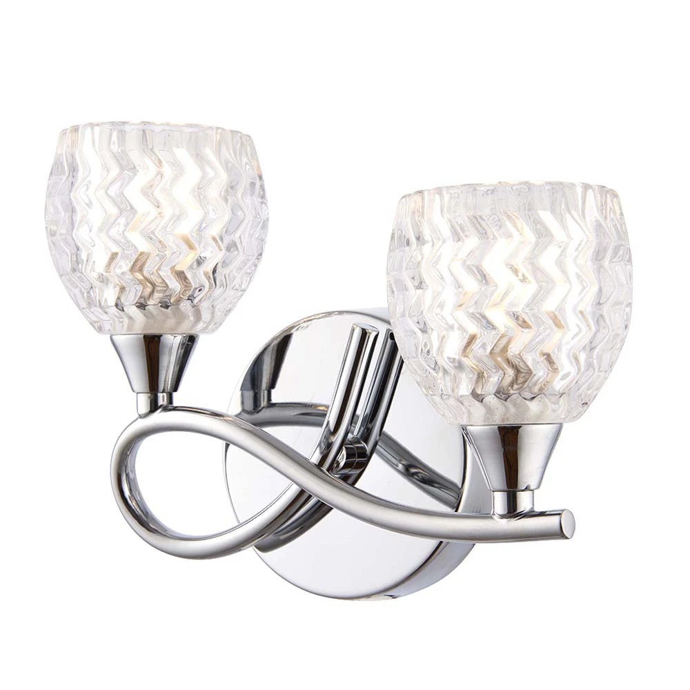 Modern Polished Chrome Wall Light with Cut Glass Shades | Washington Lighting and Interiors Modern Polished Chrome Wall Light with Cut Glass Shades | Washington Lighting and Interiors