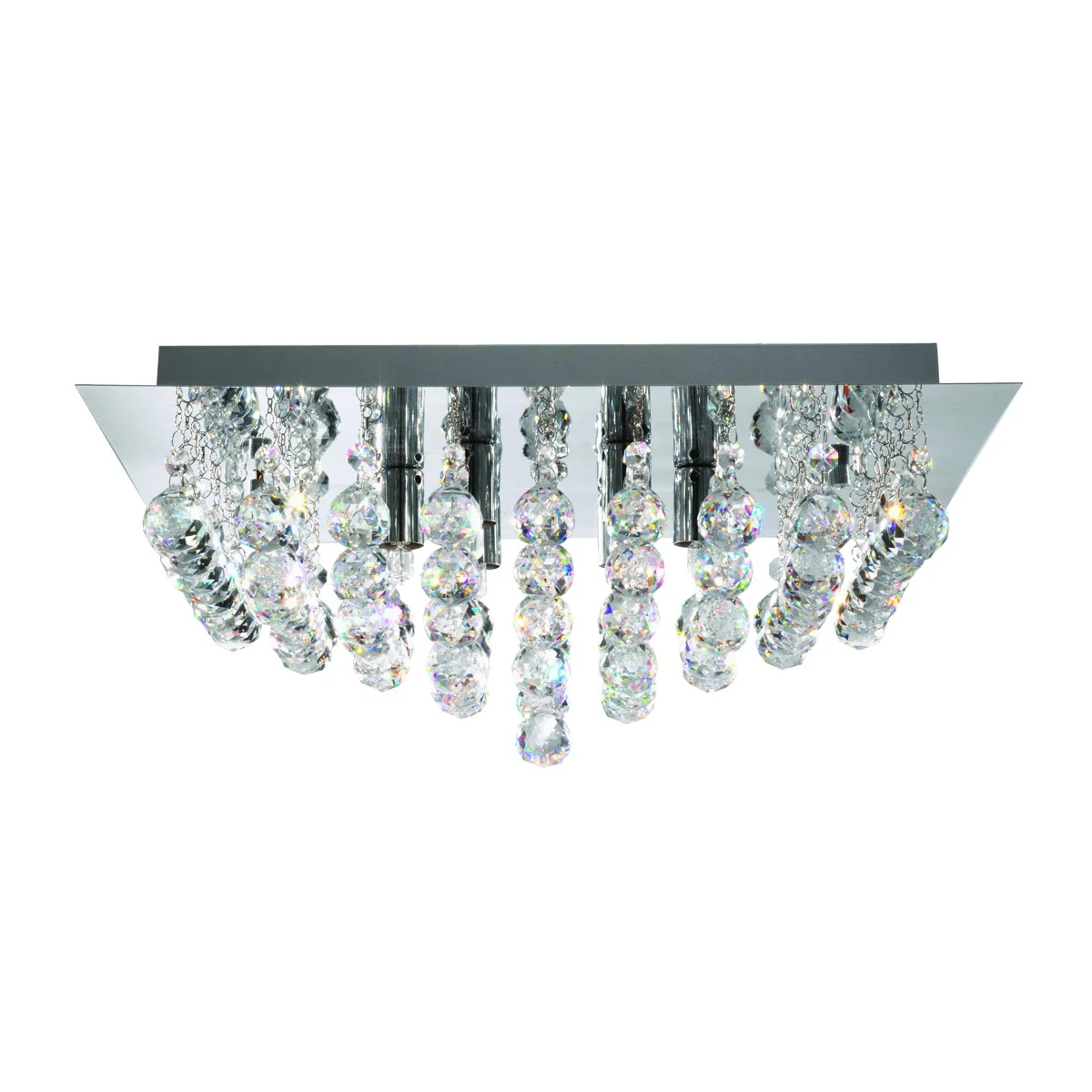 8 Arm Chrome Square Flush Fitting with Crystal Balls | Washington Lighting and Interiors 8 Arm Chrome Square Flush Fitting with Crystal Balls | Washington Lighting and Interiors