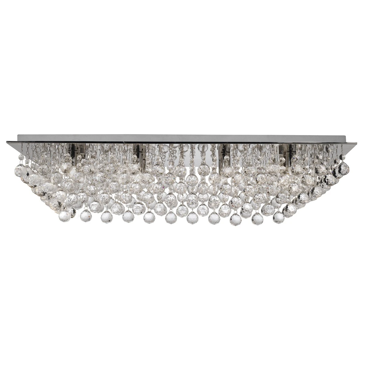 8 Light Chrome Rectangle Flush with Crystal Balls | Washington Lighting and Interiors 8 Light Chrome Rectangle Flush with Crystal Balls | Washington Lighting and Interiors