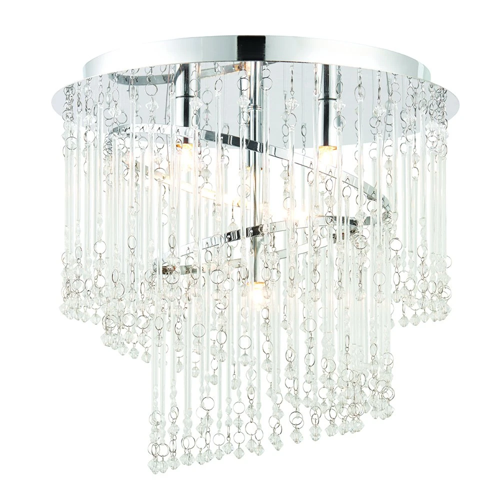 4lt Flush Spiral Pendant with Clear Crystal Droplets | Washington Lighting and Interiors 4lt Flush Spiral Pendant with Clear Crystal Droplets | Washington Lighting and Interiors