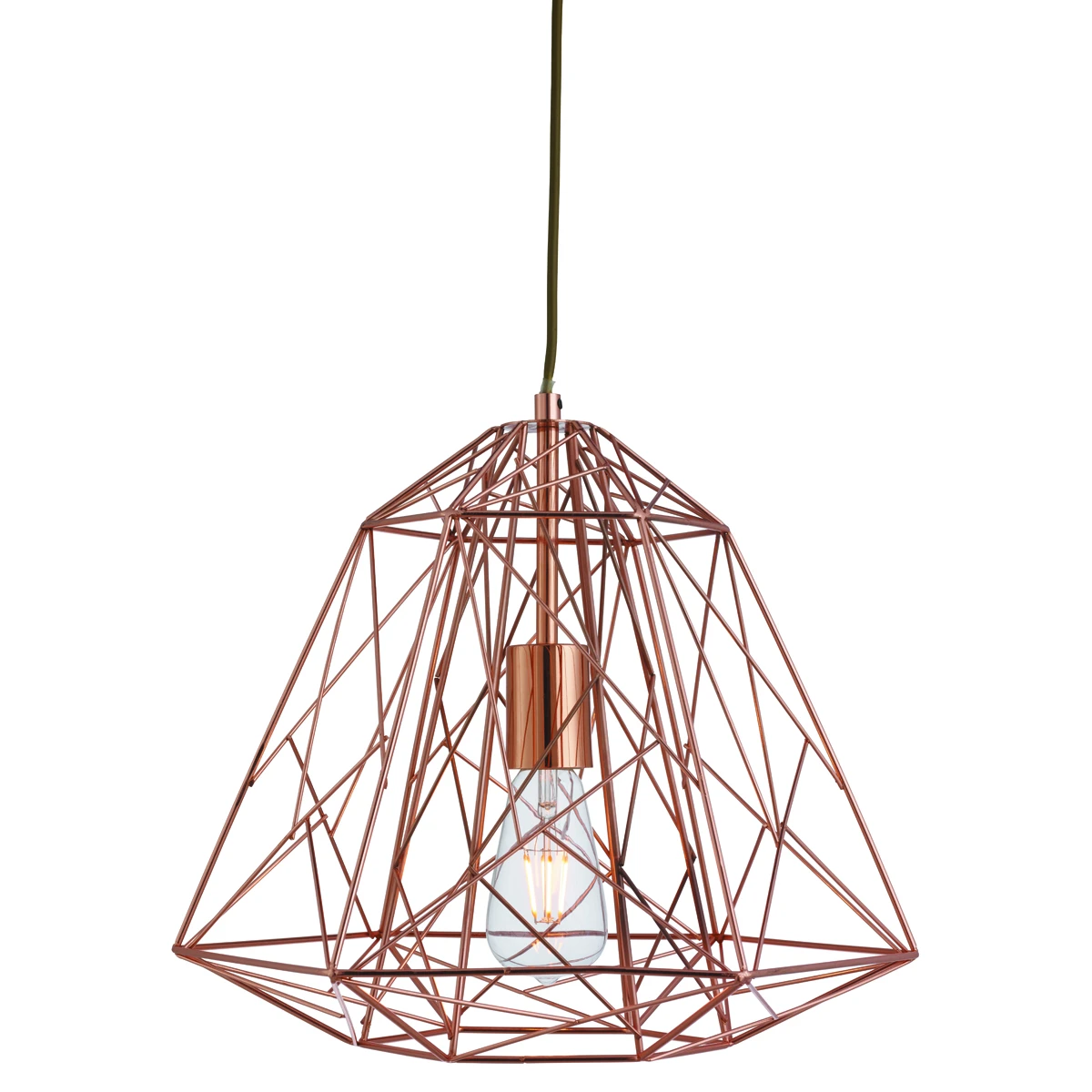 Cage 1 Light Frame Pendant in Shiny Copper | Washington Lighting and Interiors Cage 1 Light Frame Pendant in Shiny Copper | Washington Lighting and Interiors