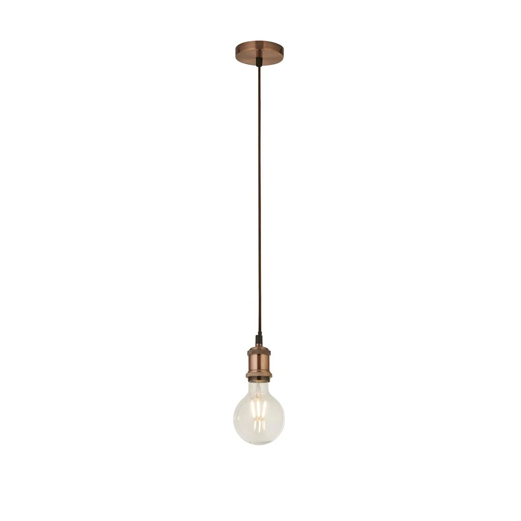 Copper 1lt Cable Suspension with 15mtr Brown Textile Cable | Washington Lighting and Interiors Copper 1lt Cable Suspension with 15mtr Brown Textile Cable | Washington Lighting and Interiors