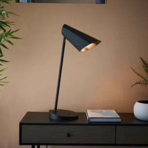 1 Light Task Table In Matt Black Paint