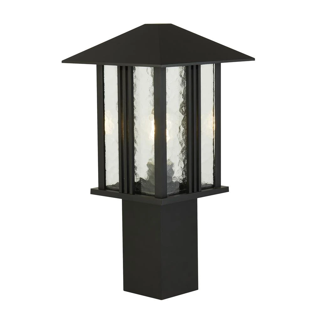 1lt Outdoor Post 450mm Height - Black with Water Glass | Washington Lighting and Interiors 1lt Outdoor Post 450mm Height Black with Water Glass | Washington Lighting and Interiors