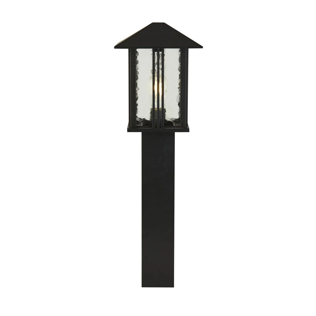 1lt Outdoor Post 740mm Height - Black with Water Glass | Washington Lighting and Interiors 1lt Outdoor Post 740mm Height Black with Water Glass | Washington Lighting and Interiors