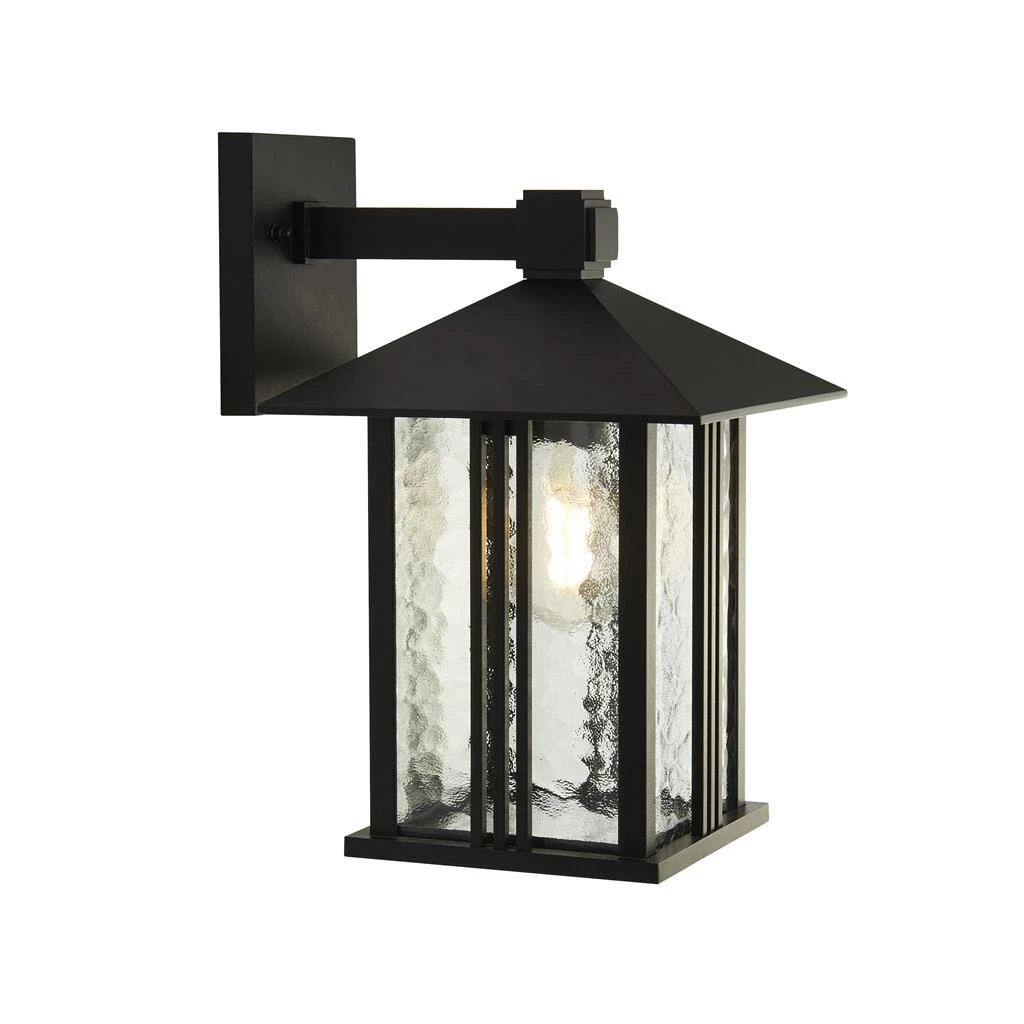 1lt Outdoor Wall Porch Light - Black with Water Glass | Washington Lighting and Interiors 1lt Outdoor Wall Porch Light Black with Water Glass | Washington Lighting and Interiors