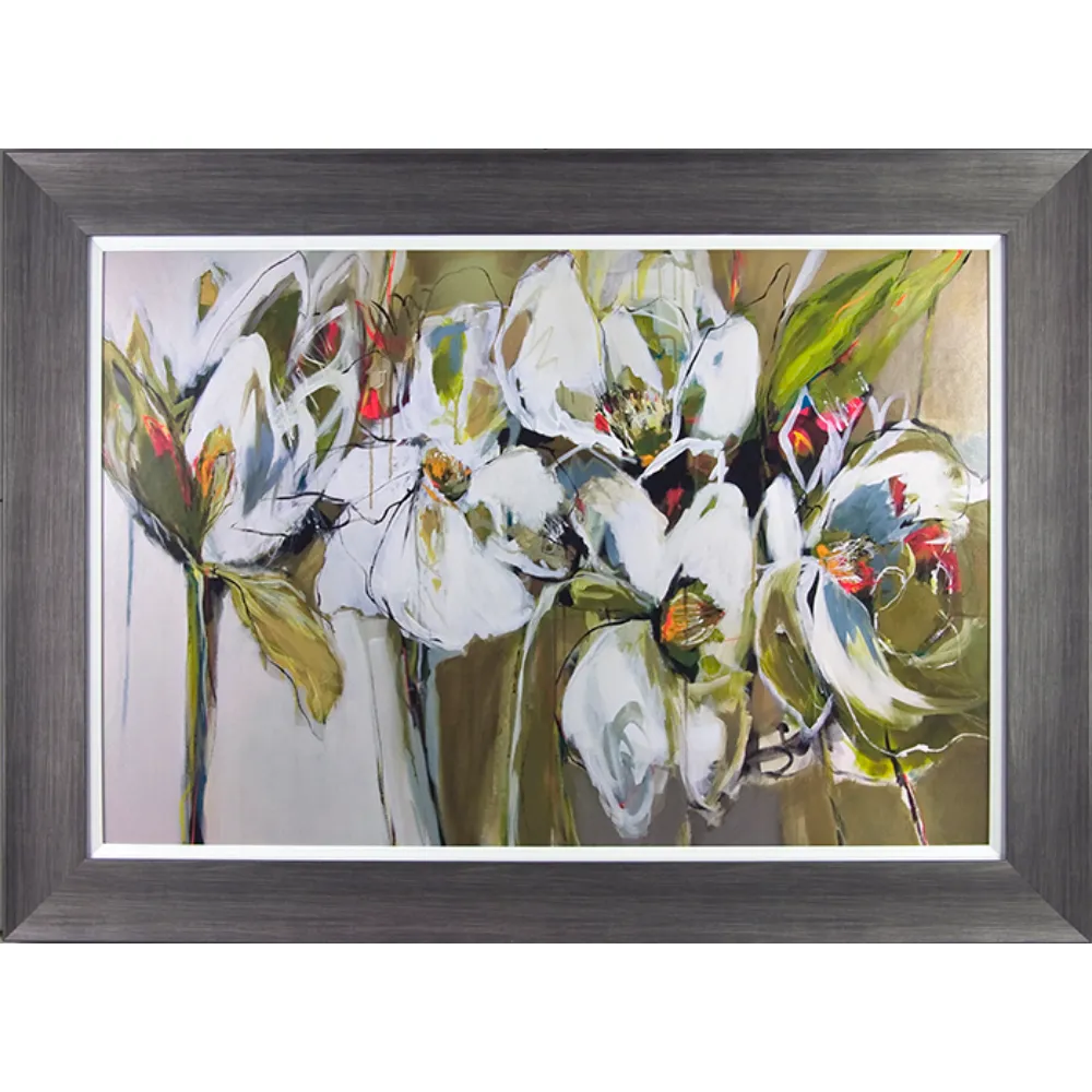 Floral Landscape Framed in Brown White Yellow 79cm X 109cm | Washington Lighting and Interiors Floral Landscape Framed in Brown White Yellow 79cm X 109cm | Washington Lighting and Interiors