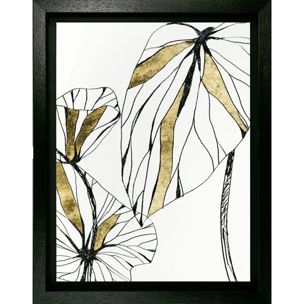 Botanical Decorative Portrait Framed in Black Gold White 71cm X 56cm | Washington Lighting and Interiors Botanical Decorative Portrait Framed in Black Gold White 71cm X 56cm | Washington Lighting and Interiors