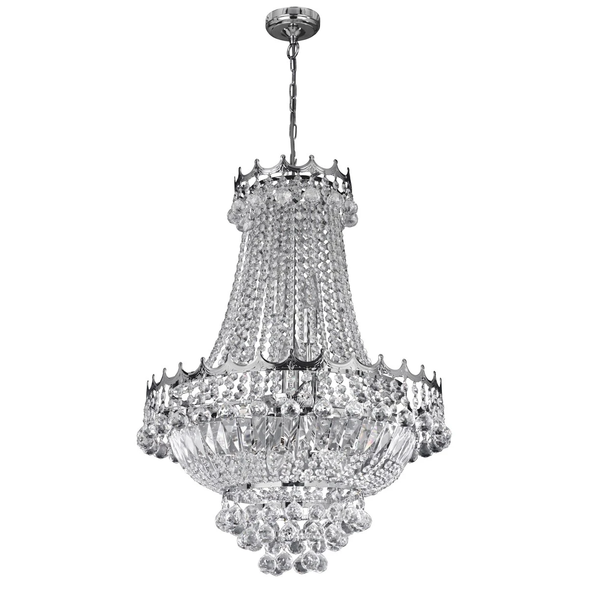 9 Light 52cm Chrome Chandelier Complete with Crystal | Washington Lighting and Interiors 9 Light 52cm Chrome Chandelier Complete with Crystal | Washington Lighting and Interiors