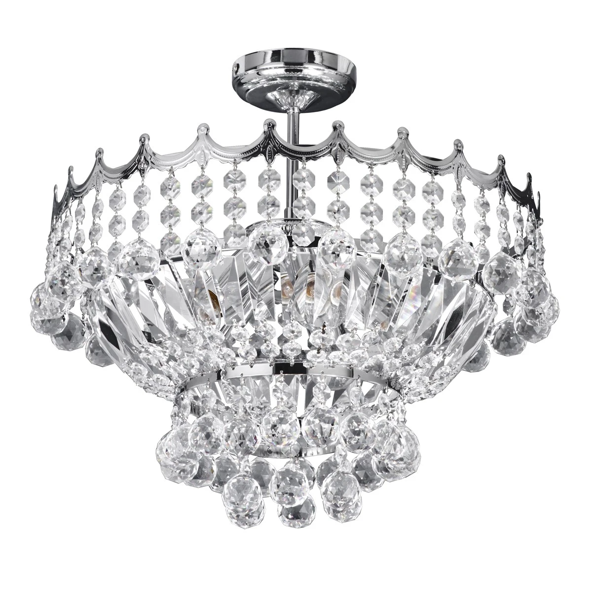5 Light 39cm Chrome Semi Flush Complete with Crystal | Washington Lighting and Interiors 5 Light 39cm Chrome Semi Flush Complete with Crystal | Washington Lighting and Interiors