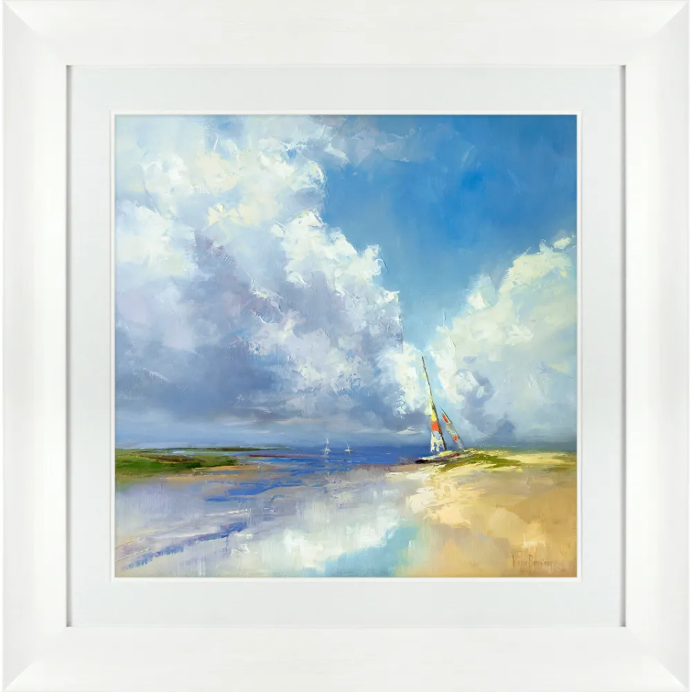 Coastal Square Framed in Blue Orange White 89cm X 89cm | Washington Lighting and Interiors Coastal Square Framed in Blue Orange White 89cm X 89cm | Washington Lighting and Interiors