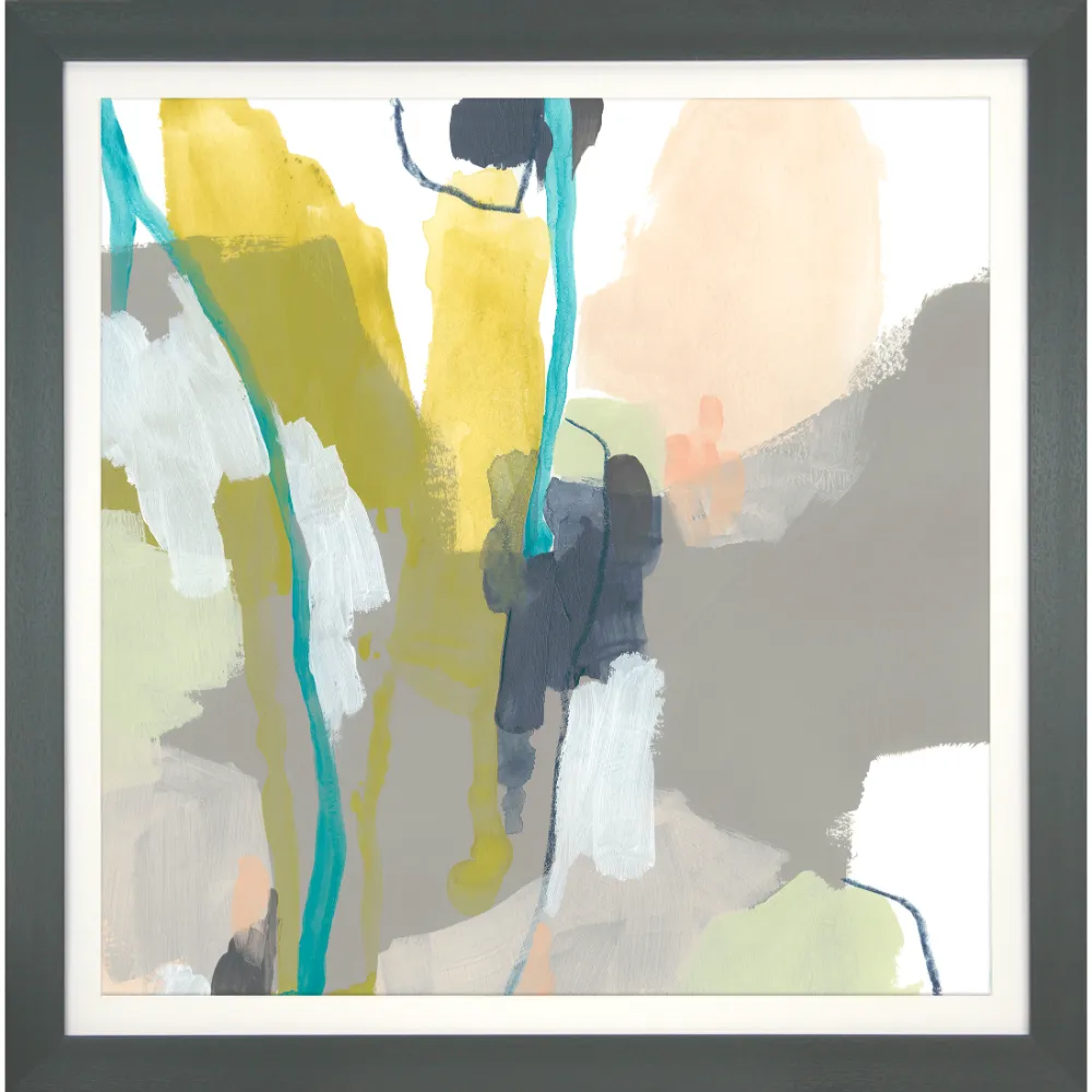 Abstract Square Framed in Grey Pink White Yellow 72cm X 72cm | Washington Lighting and Interiors Abstract Square Framed in Grey Pink White Yellow 72cm X 72cm | Washington Lighting and Interiors