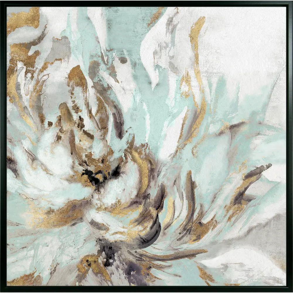 Floral Square Framed in Blue Gold 94cm X 94cm | Washington Lighting and Interiors Floral Square Framed in Blue Gold 94cm X 94cm | Washington Lighting and Interiors