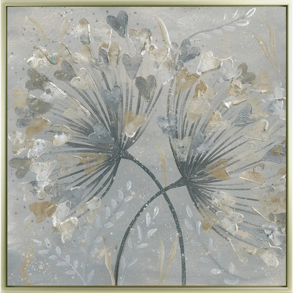 Floral Square Framed in Beige Gold Silver 94cm X 94cm | Washington Lighting and Interiors Floral Square Framed in Beige Gold Silver 94cm X 94cm | Washington Lighting and Interiors