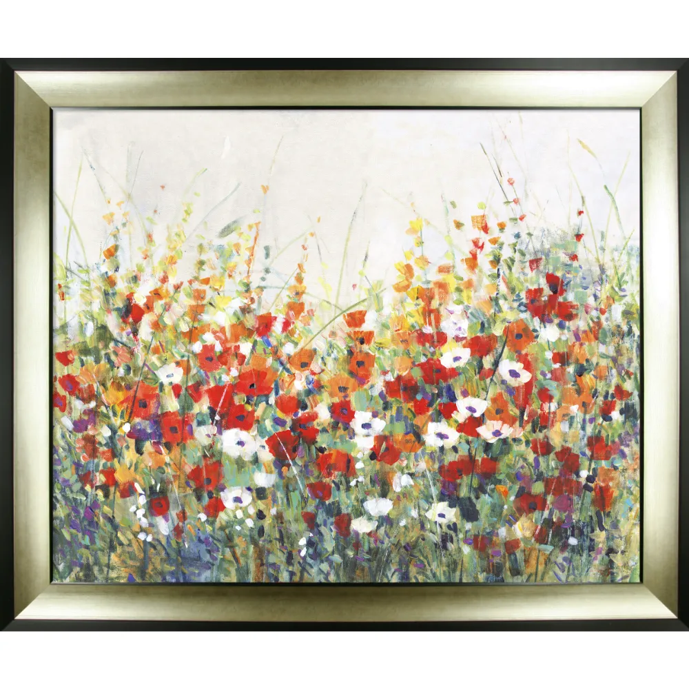 Floral Landscape Framed in Green Orange Red White 88cm X 106cm | Washington Lighting and Interiors Floral Landscape Framed in Green Orange Red White 88cm X 106cm | Washington Lighting and Interiors