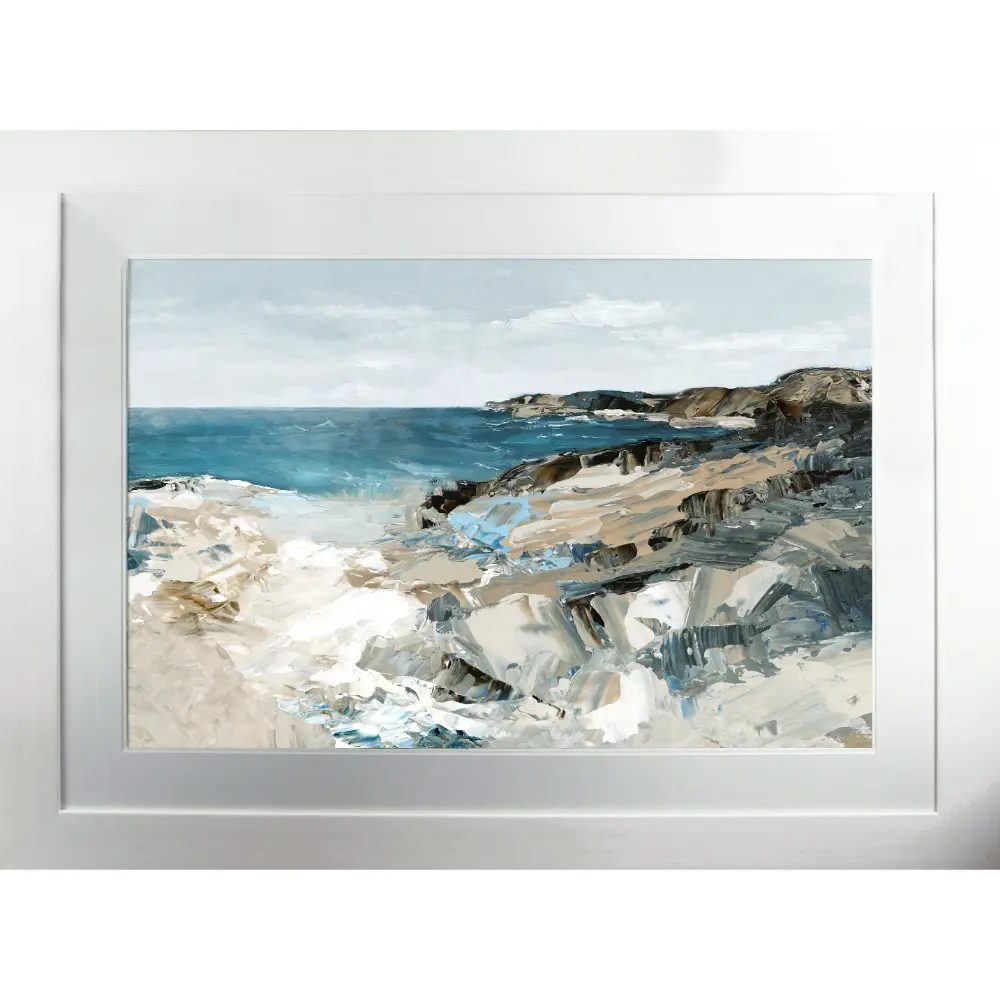 Coastal Landscape Landscape Framed in Blue Brown 83cm X 110cm | Washington Lighting and Interiors Coastal Landscape Landscape Framed in Blue Brown 83cm X 110cm | Washington Lighting and Interiors