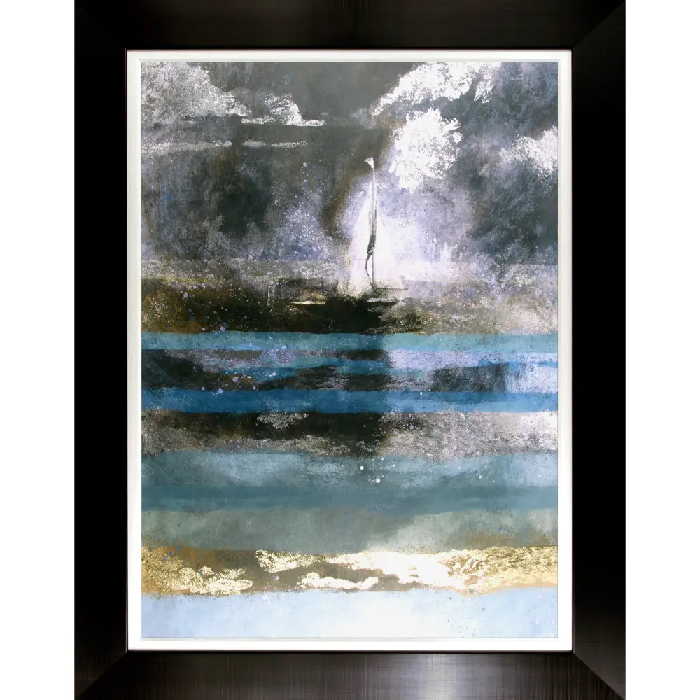 Coastal Portrait Framed in Black Blue Silver 107cm X 87cm | Washington Lighting and Interiors Coastal Portrait Framed in Black Blue Silver 107cm X 87cm | Washington Lighting and Interiors