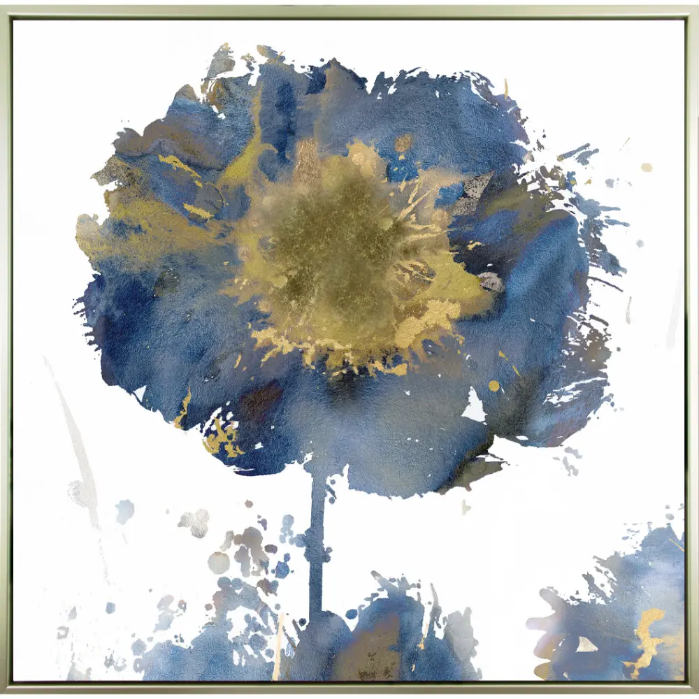 Floral Square Framed in Blue Gold 94cm X 94cm | Washington Lighting and Interiors Floral Square Framed in Blue Gold 94cm X 94cm | Washington Lighting and Interiors