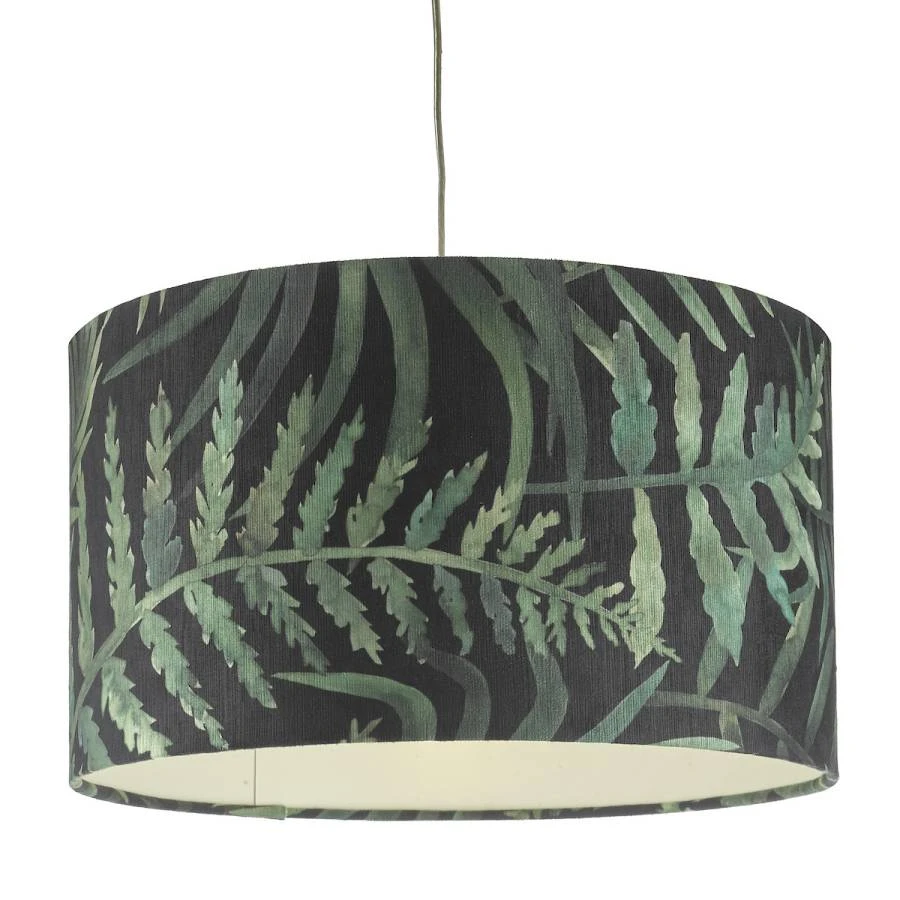 Green Leaf Print Velvet Easy Fit Shade Only Large | Washington Lighting and Interiors Green Leaf Print Velvet Easy Fit Shade Only Large | Washington Lighting and Interiors