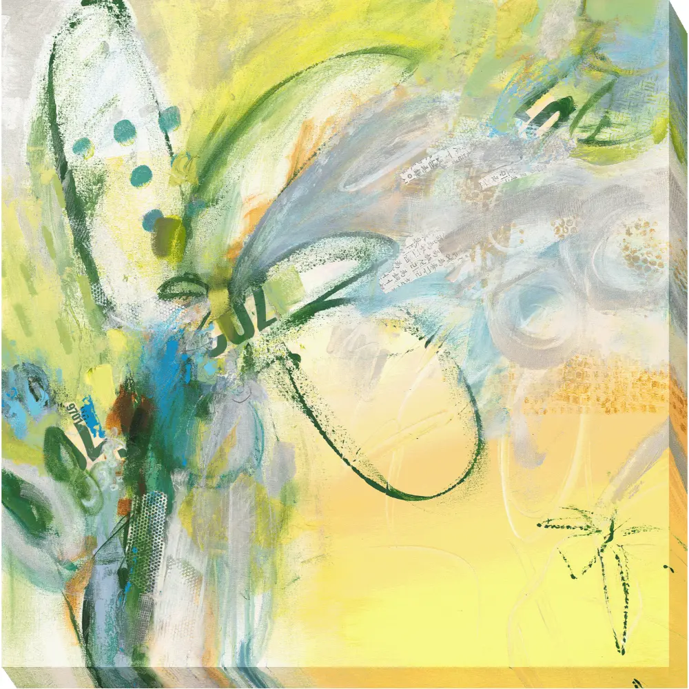 Abstract Floral Square Canvas in Green White Yellow 98cm X 98cm | Washington Lighting and Interiors Abstract Floral Square Canvas in Green White Yellow 98cm X 98cm | Washington Lighting and Interiors