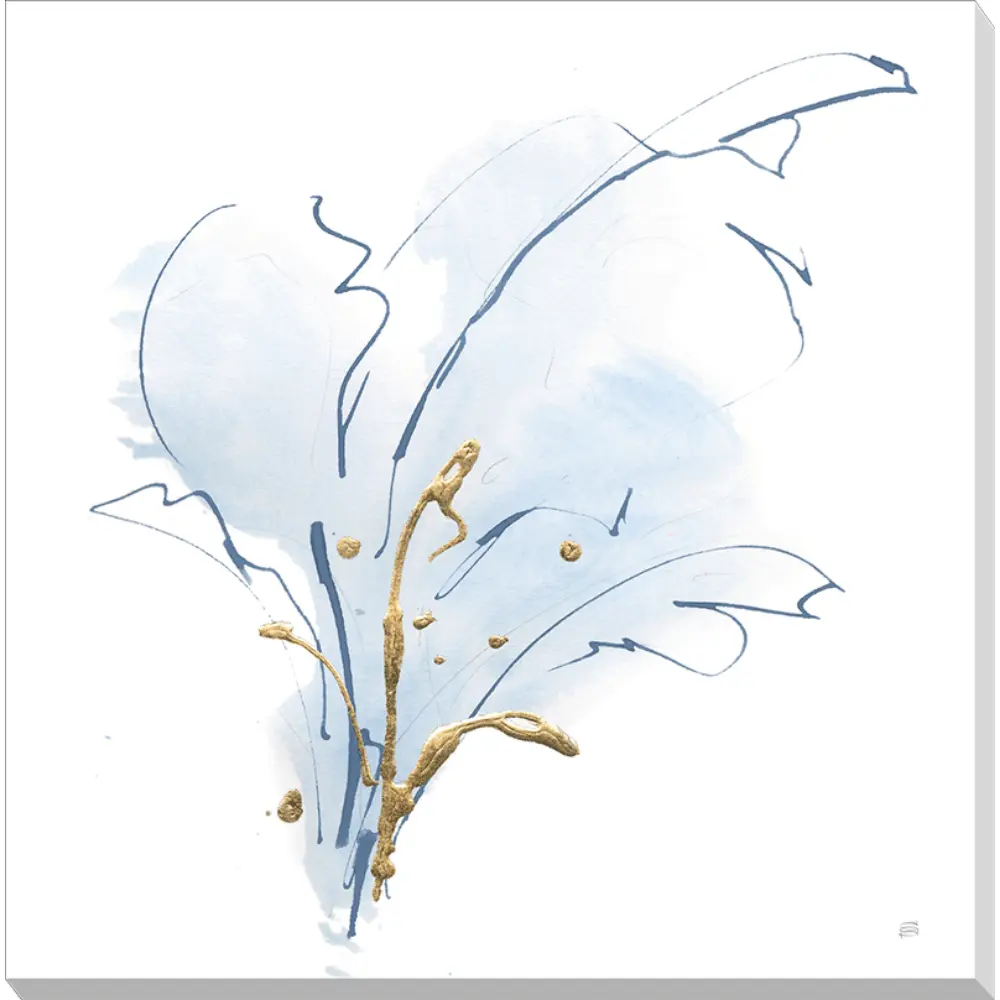 Floral Square Canvas in Blue Gold White 90cm X 90cm | Washington Lighting and Interiors Floral Square Canvas in Blue Gold White 90cm X 90cm | Washington Lighting and Interiors
