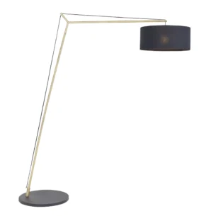 1 Light Base & Shade Floor In Matt Brass Plate And Black Cotton Fabric