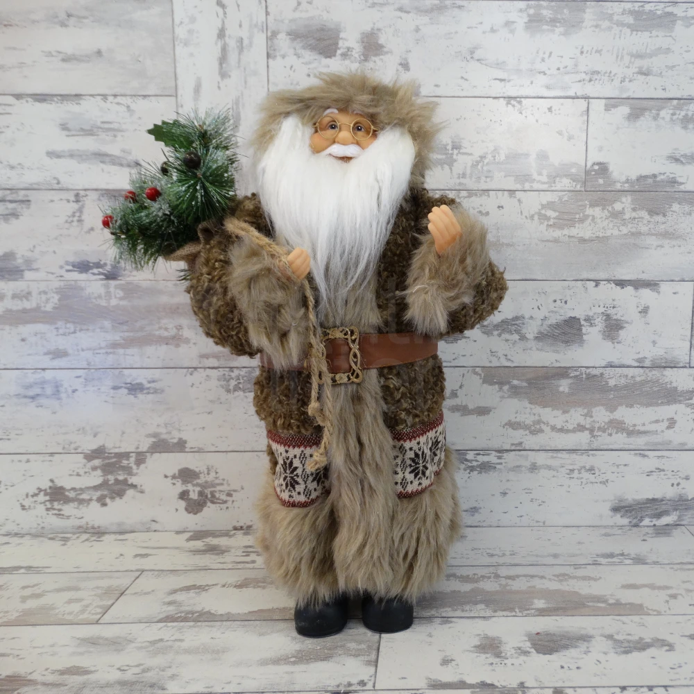 Santa Christmas Ornament in a Brown Winter Outfit | Washington Lighting and Interiors Santa Christmas Ornament in a Brown Winter Outfit | Washington Lighting and Interiors