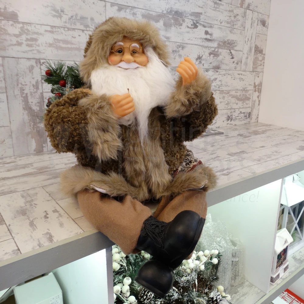 Santa Sitting Christmas Ornament with Brown Outfit | Washington Lighting and Interiors Santa Sitting Christmas Ornament with Brown Outfit | Washington Lighting and Interiors