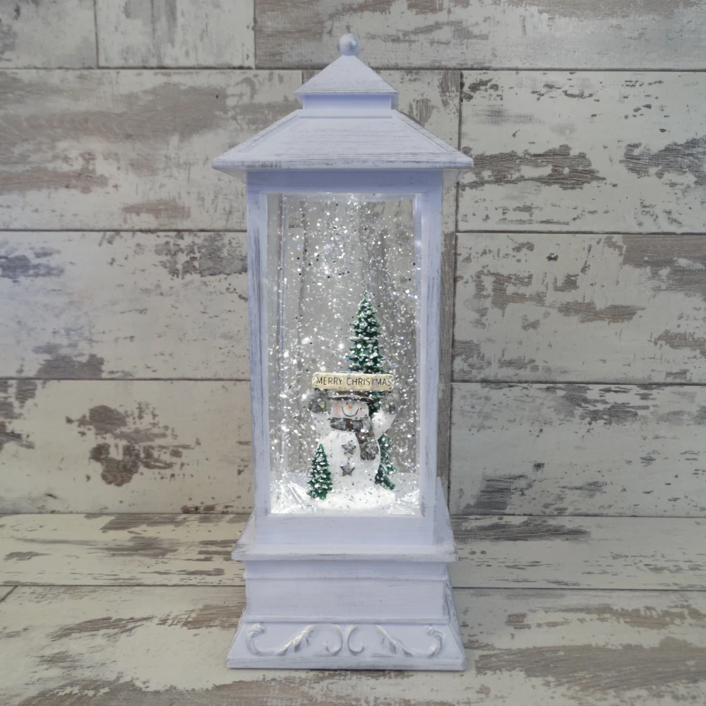 Grey Square Christmas Lantern with Snowman | Washington Lighting and Interiors Grey Square Christmas Lantern with Snowman | Washington Lighting and Interiors